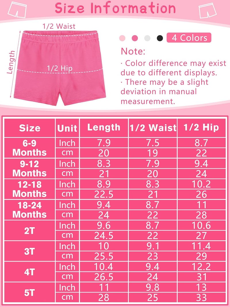 Resinta 4 Pack Baby and Toddler Girls' Cotton Bike Shorts Solid Cotton Bike Shorts Soft Pull-On Safety Shorts for Daily Wear - Image 2